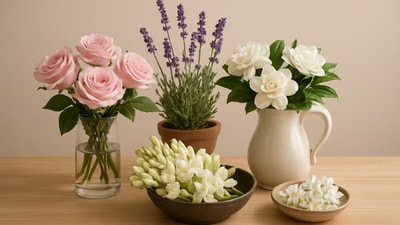 Soft, fragrant blooms arranged to bring natural perfume, gentle colour and a welcoming feel to any corner of the home. (Ai Generated) Soft, fragrant blooms arranged to bring natural perfume, gentle colour and a welcoming feel to any corner of the home. (Ai Generated)