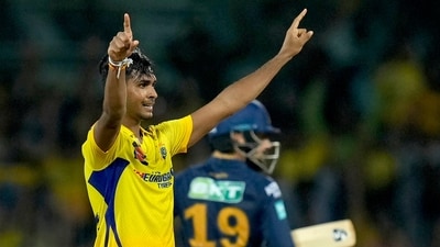 Matheesha Pathirana for CSK (PTI) Matheesha Pathirana for CSK (PTI)