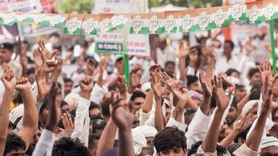 The rally is being held after the completion of a nationwide signature campaign against the 'vote-chori' allegations. (PTI) The rally is being held after the completion of a nationwide signature campaign against the 'vote-chori' allegations. (PTI)