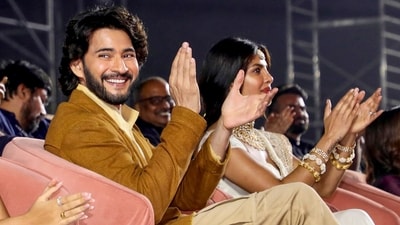 Mahesh Babu and Priyanka Chopra during the announcement of their upcoming film Varanasi in Hyderabad. (PTI) Mahesh Babu and Priyanka Chopra during the announcement of their upcoming film Varanasi in Hyderabad. (PTI)