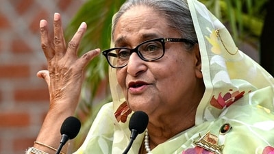 Bangladesh's Prime Minister Sheikh Hasina gestures while speaking to the media. (AFP File Photo)