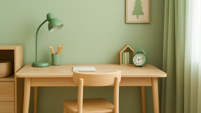 A calm, soft green study setup that gently supports focus and keeps the child’s space free from visual noise and distraction. (Instagram) A calm, soft green study setup that gently supports focus and keeps the child’s space free from visual noise and distraction. (Instagram)
