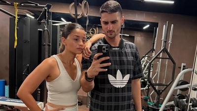 Alia Bhatt with her coach Karan Sawhney. Alia Bhatt with her coach Karan Sawhney.