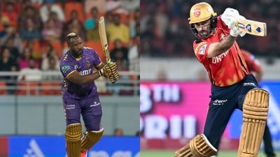 Andre Russell and Glenn Maxwell. (IPL) Andre Russell and Glenn Maxwell. (IPL)