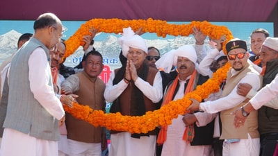 Uttarakhand CM Pushkar Singh Dhami inaugurates the Jauljibi fair at the India–Nepal border in Pithoragarh on Friday. Uttarakhand CM Pushkar Singh Dhami inaugurates the Jauljibi fair at the India–Nepal border in Pithoragarh on Friday.