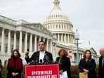 Representative Robert Garcia, a Democrat from California, during a news conference outside the US Capitol in Washington, DC, US, on Tuesday, Nov. 18, 2025. President Donald Trump's firm control of Washington showed signs of weakening Tuesday as nearly all House Republicans voted to compel the Justice Department to release its files on sex trafficker Jeffrey Epstein, whose earlier ties to the president have been the subject of intense scrutiny. Photographer: Graeme Sloan/Bloomberg Representative Robert Garcia, a Democrat from California, during a news conference outside the US Capitol in Washington, DC, US, on Tuesday, Nov. 18, 2025. President Donald Trump's firm control of Washington showed signs of weakening Tuesday as nearly all House Republicans voted to compel the Justice Department to release its files on sex trafficker Jeffrey Epstein, whose earlier ties to the president have been the subject of intense scrutiny. Photographer: Graeme Sloan/Bloomberg