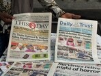 A vendor display local newspapers on the street of Lagos with headlines of the Government Girls Comprehensive Secondary School. (AP Photo/Sunday Alamba ) A vendor display local newspapers on the street of Lagos with headlines of the Government Girls Comprehensive Secondary School. (AP Photo/Sunday Alamba )