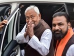Nitish Kumar with BJP's Samrat Choudhary during inspection of preparations ahead of the swearing-in ceremony of the new Bihar Cabinet, at Gandhi Maidan, Patna. Nitish Kumar with BJP's Samrat Choudhary during inspection of preparations ahead of the swearing-in ceremony of the new Bihar Cabinet, at Gandhi Maidan, Patna.