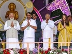 Prime Minister Narendra Modi, Andhra Pradesh Chief Minister N Chandrababu Naidu, Deputy CM Pawan Kalyan, Union Ministers K Rammohan Naidu and G Kishan Reddy, former cricketer Sachin Tendulkar, bollywood actor Aishwarya Rai Bachchan and others during the birth centenary celebrations of late spiritual guru Sri Satya Sai Baba. Prime Minister Narendra Modi, Andhra Pradesh Chief Minister N Chandrababu Naidu, Deputy CM Pawan Kalyan, Union Ministers K Rammohan Naidu and G Kishan Reddy, former cricketer Sachin Tendulkar, bollywood actor Aishwarya Rai Bachchan and others during the birth centenary celebrations of late spiritual guru Sri Satya Sai Baba.