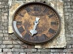 The unchanging clock in the ever-changing CP continues to mutely revel in its timelessness. (HT Photo)