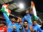Sachin Tendulkar is carried around the Wankhede Stadium on the shoulders of Virat Kohli and other Indian teammates. Sachin Tendulkar is carried around the Wankhede Stadium on the shoulders of Virat Kohli and other Indian teammates.