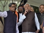 Bihar chief minister Nitish Kumar inspecting preparation of oath ceremony of National Democratic Alliance (NDA) which will be held on November 20 at Gandhi Maidan in Patna