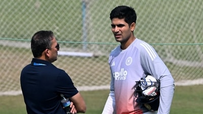 India's captain Shubman Gill and BCCI selection committee chairman Ajit Agarkar interact during a practice session (AFP) India's captain Shubman Gill and BCCI selection committee chairman Ajit Agarkar interact during a practice session (AFP)