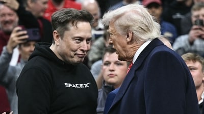 MAGA erupts at Trump's reaction on spotting Elon Musk at White House dinner (AFP) MAGA erupts at Trump's reaction on spotting Elon Musk at White House dinner (AFP)