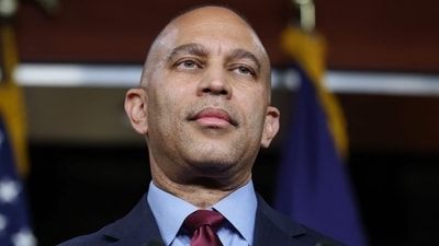 US Minority Leader Hakeem Jeffries speaks to reporters at a news conference inside the US Capitol. (Getty Images via AFP) US Minority Leader Hakeem Jeffries speaks to reporters at a news conference inside the US Capitol. (Getty Images via AFP)