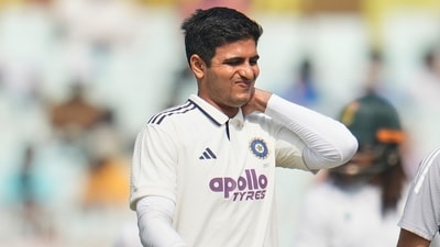 India's captain Shubman Gill reacts as he leaves the field after retired hurt on the second day of the first Test against South Africa (AP) India's captain Shubman Gill reacts as he leaves the field after retired hurt on the second day of the first Test against South Africa (AP)