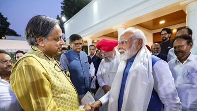 Prime Minister Narendra Modi's remarks at a recent speech drew praise from Congress MP Shashi Tharoor. (PTI) Prime Minister Narendra Modi's remarks at a recent speech drew praise from Congress MP Shashi Tharoor. (PTI)