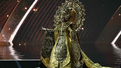 Miss India Manika Vishwakarma walks on stage. (AFP) Miss India Manika Vishwakarma walks on stage. (AFP)