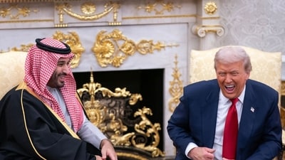 Donald Trump and Mohammed bin Salman, Saudi Arabia's crown prince, during a meeting in the Oval Office of the White House in Washington, DC, US, on Tuesday, Nov. 18, 2025. (Bloomberg) Donald Trump and Mohammed bin Salman, Saudi Arabia's crown prince, during a meeting in the Oval Office of the White House in Washington, DC, US, on Tuesday, Nov. 18, 2025. (Bloomberg)
