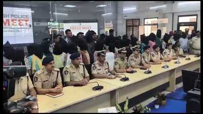 The arrested Maoists produced before the media on Wednesday. (HT PHOTO) The arrested Maoists produced before the media on Wednesday. (HT PHOTO)
