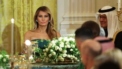 First lady Melania Trump attends a dinner hosted by U.S. President Donald Trump for Saudi Crown Prince and Prime Minister Mohammed bin Salman, at the White House in Washington, D.C., U.S., November 18, 2025. REUTERS/Tom Brenner (REUTERS)
