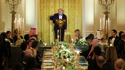 U.S. President Donald Trump speaks as he hosts a dinner for Saudi Crown Prince and Prime Minister Mohammed bin Salman, at the White House in Washington, D.C., U.S., November 18, 2025. REUTERS/Tom Brenner (REUTERS)