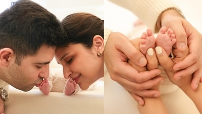 Parineeti Chopra and Raghav Chadha with baby Neer