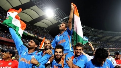 Sachin Tendulkar is carried around the Wankhede Stadium on the shoulders of Virat Kohli and other Indian teammates. (Getty Images) Sachin Tendulkar is carried around the Wankhede Stadium on the shoulders of Virat Kohli and other Indian teammates. (Getty Images)