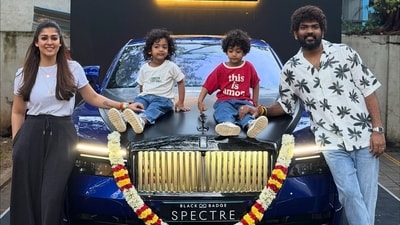 Vignesh Shivan surprised his wife, Nayanthara, with a Rolls-Royce Black Badge Spectre worth ₹10 crore. Vignesh Shivan surprised his wife, Nayanthara, with a Rolls-Royce Black Badge Spectre worth ₹10 crore.