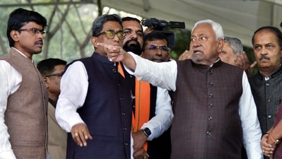 Nitish Kumar taking stock of the ongoing preparations at Gandhi Maidan ahead of the swearing-in ceremony scheduled for November 20. (ANI) Nitish Kumar taking stock of the ongoing preparations at Gandhi Maidan ahead of the swearing-in ceremony scheduled for November 20. (ANI)
