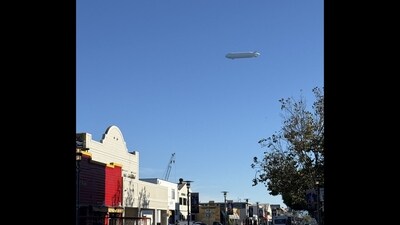 The airship, known as Pathfinder 1, was spotted circling Bay Area skies. (X/@samhogan) The airship, known as Pathfinder 1, was spotted circling Bay Area skies. (X/@samhogan)