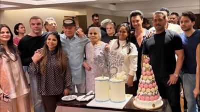 Salim Khan’s second wife, actor Helen, also joined the celebrations. (Instagram) Salim Khan’s second wife, actor Helen, also joined the celebrations. (Instagram)