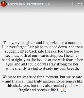 Riddhima's Insta Story