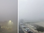 Dubai covered in thick fog. Dubai covered in thick fog.