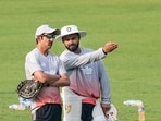 India's Rishabh Pant, right, and head coach Gautam Gambhir during a practice session. India's Rishabh Pant, right, and head coach Gautam Gambhir during a practice session.