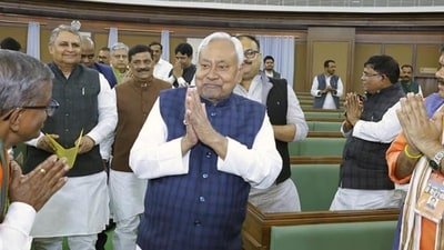 Nitish Kumar was elected as the leader of the NDA legislature party in Bihar on Wednesday. (HT Photo/ Santosh Kumar)