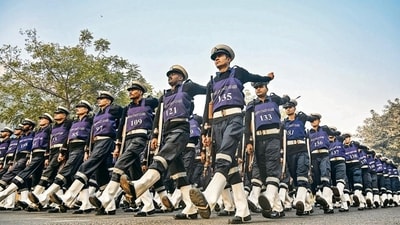Gram it: Noida got a flavour of patriotism as soldiers of the Indian Coast Guard marching contingent rehearsed for Republic Day Parade 2026. The minimum temperature in this part of NCR dropped to around 12°C on Wednesday. The Capital is also likely to see the mercury dropping; but nothing can lower the josh for the annual parade rehearsals! (Photo: Sunil Ghosh/HT)