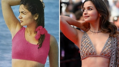 Pooja Bhatt (left) in the 90s, looked a lot like her half-sister Alia Bhatt from today.