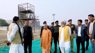 Chief minister Yogi Adityanath at the venue of the upcoming Bharat Scouts and Guides Jamboree in Lucknow. (SOURCED) Chief minister Yogi Adityanath at the venue of the upcoming Bharat Scouts and Guides Jamboree in Lucknow. (SOURCED)