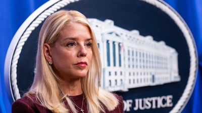 Pam Bondi, US attorney general, was asked if the DOJ probe would prevent the release of the Epstein files. (Bloomberg) Pam Bondi, US attorney general, was asked if the DOJ probe would prevent the release of the Epstein files. (Bloomberg)