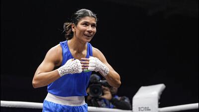 India's Nikhat Zareenwins gold in the women’s 51kg final match against Chinese Taipei's Guo Yi-Xuan at the World Boxing Cup Finals 2025. (PTI) India's Nikhat Zareenwins gold in the women’s 51kg final match against Chinese Taipei's Guo Yi-Xuan at the World Boxing Cup Finals 2025. (PTI)