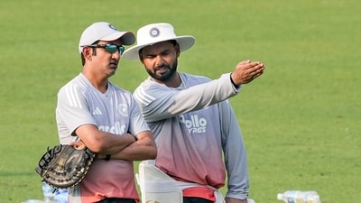 India's Rishabh Pant, right, and head coach Gautam Gambhir during a practice session. (PTI) India's Rishabh Pant, right, and head coach Gautam Gambhir during a practice session. (PTI)