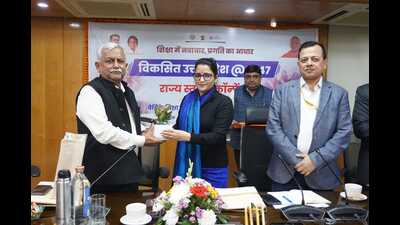 The state-level conference titled “Innovation in Education, the Foundation of Progress — Viksit Uttar Pradesh @2047”, underway at Yojana Bhawan on Thursday. (HT PHOTO) The state-level conference titled “Innovation in Education, the Foundation of Progress — Viksit Uttar Pradesh @2047”, underway at Yojana Bhawan on Thursday. (HT PHOTO)