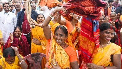 People gathered at Gandhi Maidan to attend the swearing-in ceremony of the NDA government, in Patna, Bihar. (PTI) People gathered at Gandhi Maidan to attend the swearing-in ceremony of the NDA government, in Patna, Bihar. (PTI)