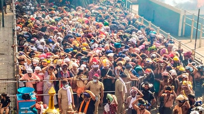 The bench said the situation at the shrine had recently spiralled out of control as nearly 200,000 pilgrims arrived within 48 hours of the temple opening on November 16. (PTI) (PTI) The bench said the situation at the shrine had recently spiralled out of control as nearly 200,000 pilgrims arrived within 48 hours of the temple opening on November 16. (PTI) (PTI)