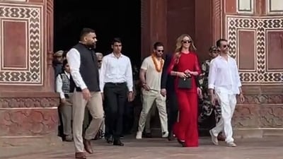 American businessman and son of US President Donald Trump, Donald Trump Jr. visits the Taj Mahal, in Agra on Thursday. (ANI Video Grab)
