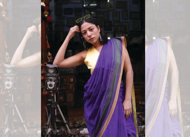 Young women are flexing their #FirstSari looks on Reels, and experimenting with casual drapes. (INSTAGRAM/@MOORA.JAIPUR) Young women are flexing their #FirstSari looks on Reels, and experimenting with casual drapes. (INSTAGRAM/@MOORA.JAIPUR)