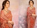 Nita Ambani stuns in Jamawar saree for Shiva temple inauguration in Gujarat. Nita Ambani stuns in Jamawar saree for Shiva temple inauguration in Gujarat.