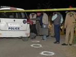 Security personnel conduct investigation at the site after an encounter in which two accused were injured, in Ludhiana, Punjab on Thursday (PTI) Security personnel conduct investigation at the site after an encounter in which two accused were injured, in Ludhiana, Punjab on Thursday (PTI)