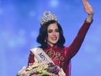 Fatima Bosch celebrates winning the 2025 Miss Universe pageant in Nonthaburi, Thailand.